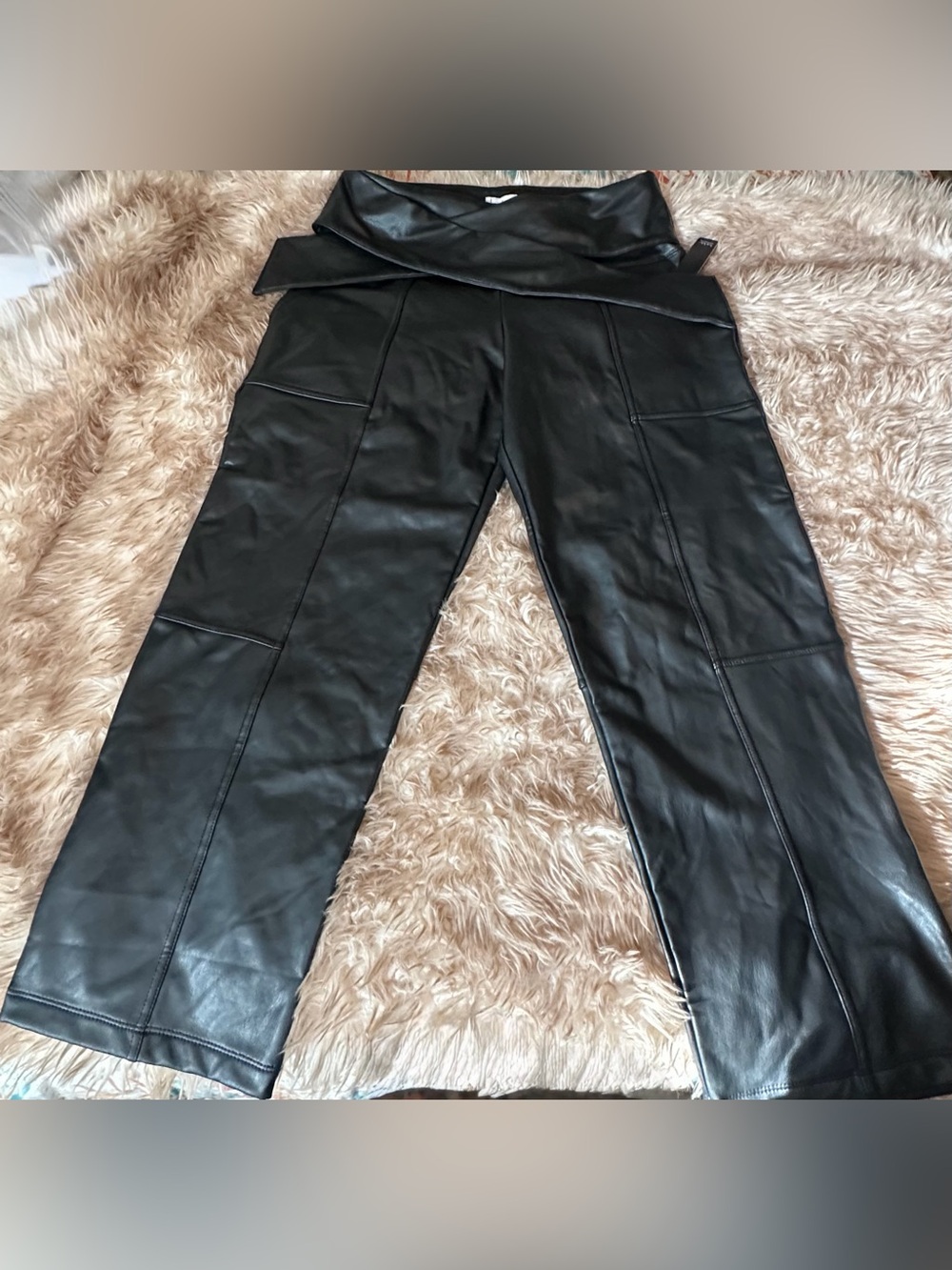 Nicole Miller New York Faux Leather Wide-Leg Pants